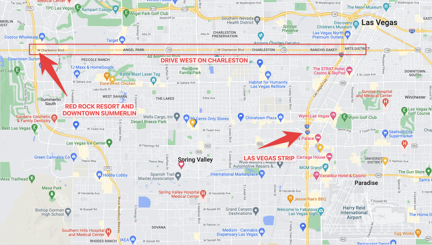 How to get to Red Rock Casino Downtown Summerlin from the Strip